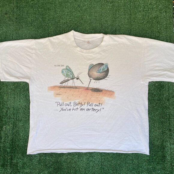Vintage 90s Far Side Shirt Funny Mosquito Comic Humor Tee - Picture 1 of 5